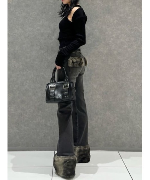 FAUX FUR フレアデニム（デニムパンツ）｜LAGUA GEM（ラグアジェム）の