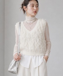 Idnes リボンヤーンニットジレ ベスト