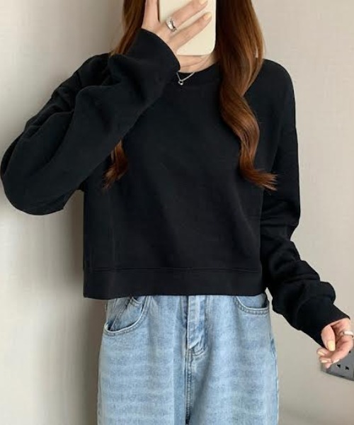 cammie(キャミー)の「ルーズ袖クルーネックスウェットトップス(スウェット・レディース・アイボリー/ブラック/ブルー/グレー・FREE)」の1枚目の写真