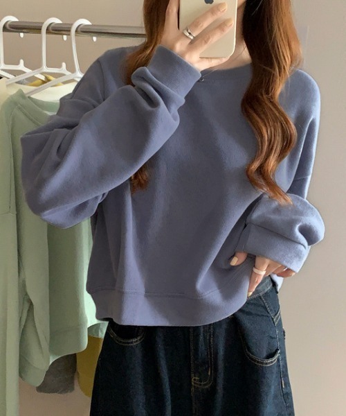 cammie(キャミー)の「ルーズ袖クルーネックスウェットトップス(スウェット・レディース・アイボリー/ブラック/ブルー/グレー・FREE)」の18枚目の写真