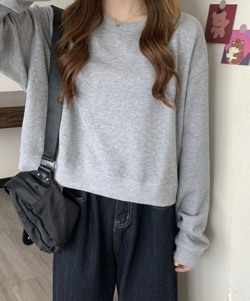 cammie(キャミー)の「ルーズ袖クルーネックスウェットトップス(スウェット・レディース・アイボリー/ブラック/ブルー/グレー・FREE)」の15枚目の写真
