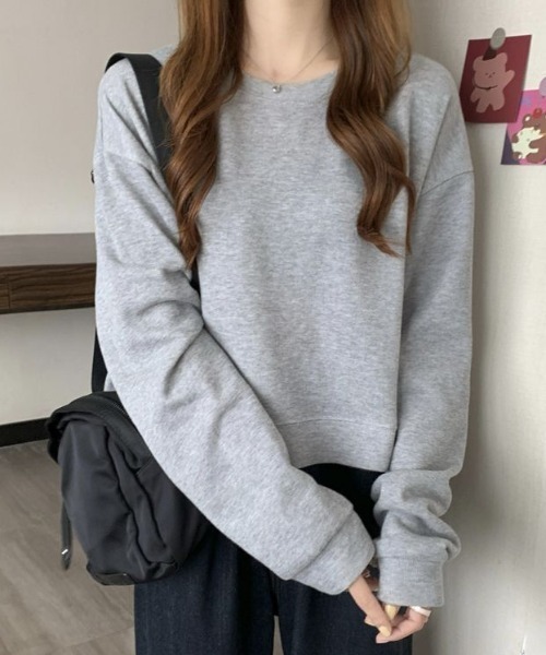 cammie(キャミー)の「ルーズ袖クルーネックスウェットトップス(スウェット・レディース・アイボリー/ブラック/ブルー/グレー・FREE)」の14枚目の写真