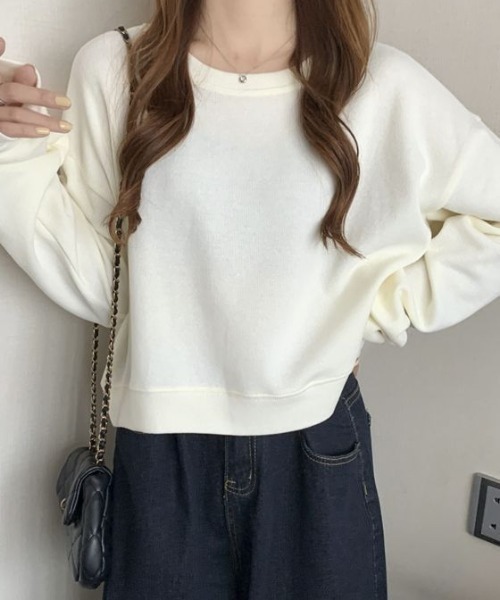 cammie(キャミー)の「ルーズ袖クルーネックスウェットトップス(スウェット・レディース・アイボリー/ブラック/ブルー/グレー・FREE)」の6枚目の写真