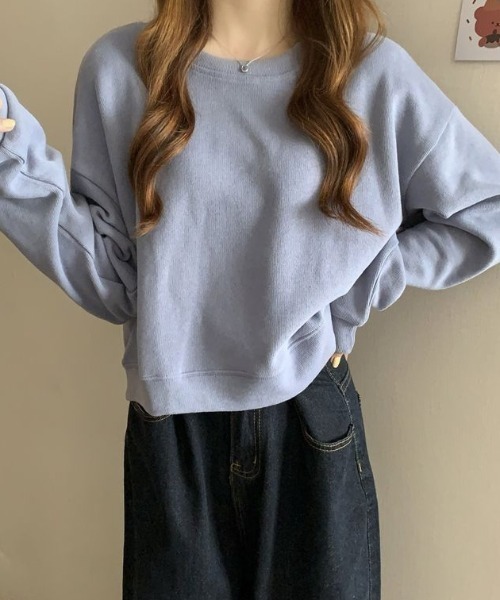 cammie(キャミー)の「ルーズ袖クルーネックスウェットトップス(スウェット・レディース・アイボリー/ブラック/ブルー/グレー・FREE)」の20枚目の写真