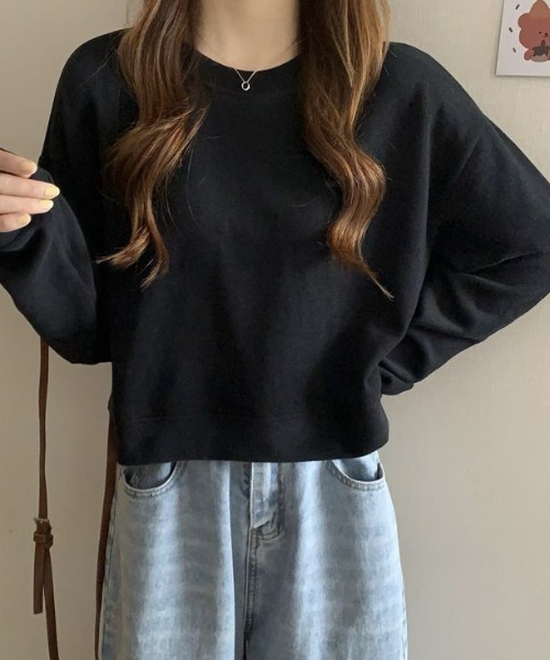 cammie(キャミー)の「ルーズ袖クルーネックスウェットトップス(スウェット・レディース・アイボリー/ブラック/ブルー/グレー・FREE)」の12枚目の写真
