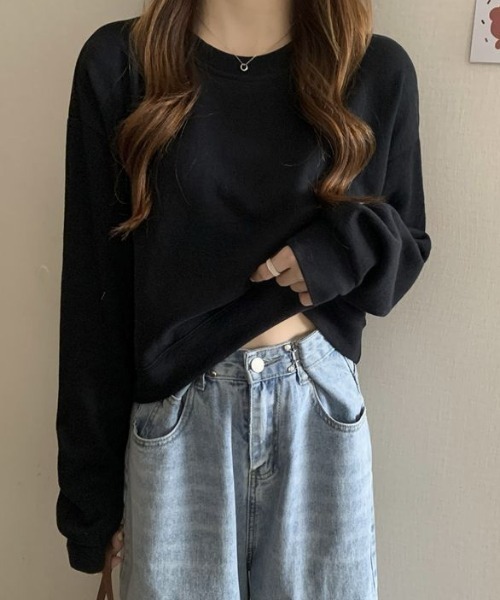 cammie(キャミー)の「ルーズ袖クルーネックスウェットトップス(スウェット・レディース・アイボリー/ブラック/ブルー/グレー・FREE)」の10枚目の写真