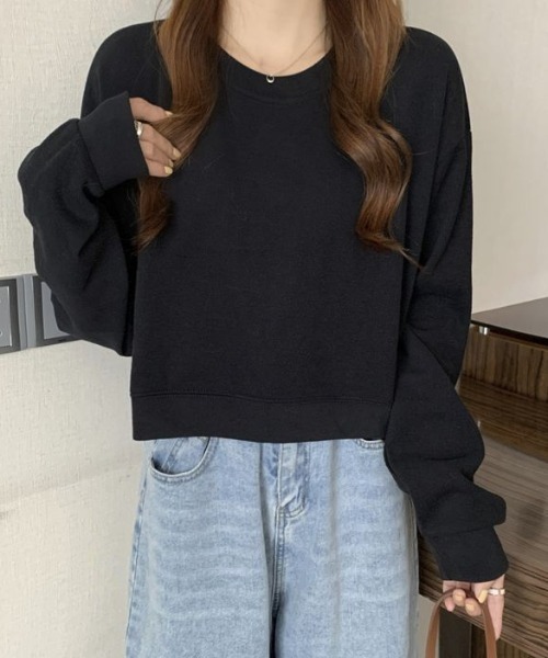 cammie(キャミー)の「ルーズ袖クルーネックスウェットトップス(スウェット・レディース・アイボリー/ブラック/ブルー/グレー・FREE)」の9枚目の写真