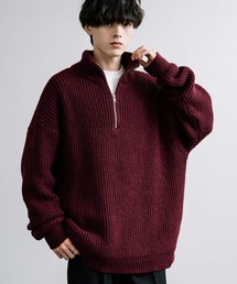 ハーフジップ」に該当するレッド/赤色系のメンズファッション