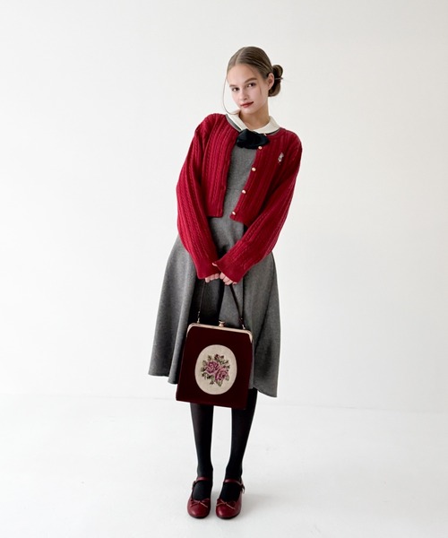 an another angelus（アンアナザーアンジェラス）の「カメオローズ刺繍スクエアがま口バッグ/fint フィント（ハンドバッグ・レディース・ボルドー/ブルーグリーン・FREE）」の22枚目の写真