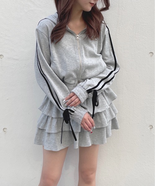 one way（ワンウェイ）の「ベロアラインパーカー（パーカー・レディース・ホワイト/グレー/チャコールグレー/ネイビー・FREE）」の6枚目の写真