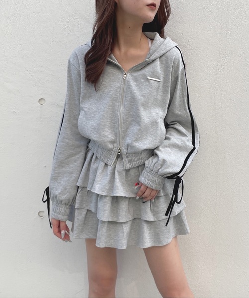 one way（ワンウェイ）の「ベロアラインパーカー（パーカー・レディース・ホワイト/グレー/チャコールグレー/ネイビー・FREE）」の7枚目の写真