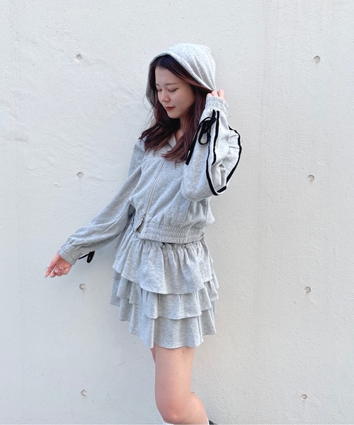 one way（ワンウェイ）の「ベロアラインパーカー（パーカー・レディース・ホワイト/グレー/チャコールグレー/ネイビー・FREE）」の9枚目の写真