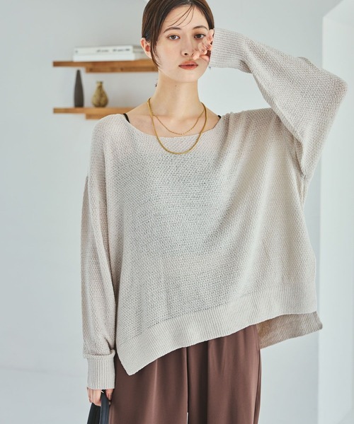 LAKOLE（ラコレ）の「テープヤーンニットプルオーバー / 595663（ニット/セーター・レディース・イエロー/ブラック/サンドグレー/ネイビー・FREE）」の3枚目の写真