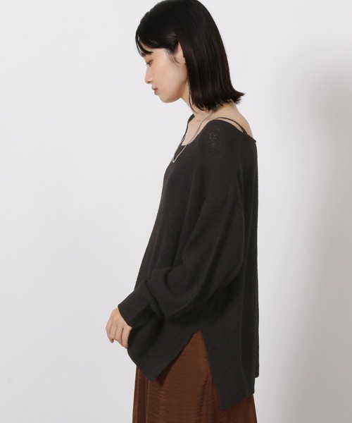 LAKOLE（ラコレ）の「テープヤーンニットプルオーバー / 595663（ニット/セーター・レディース・イエロー/ブラック/サンドグレー/ネイビー・FREE）」の17枚目の写真