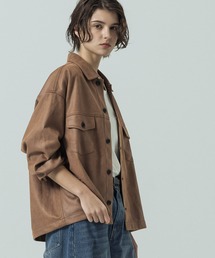SLICK | 【SLICK/スリック】Synthetic Leather Trucker Jacket/シンセティックレザートラッカージャケット / ショート丈(その他アウター)