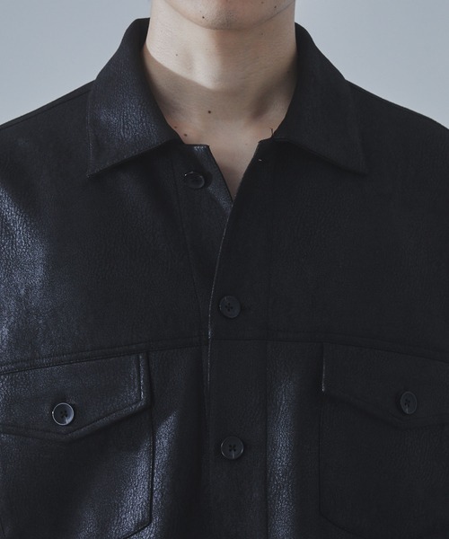 SLICK（スリック）の「【SLICK/スリック】Synthetic Leather Trucker Jacket/シンセティックレザートラッカージャケット（その他アウター・メンズ・ブラック/ブラウン・1/2/3）」の11枚目の写真
