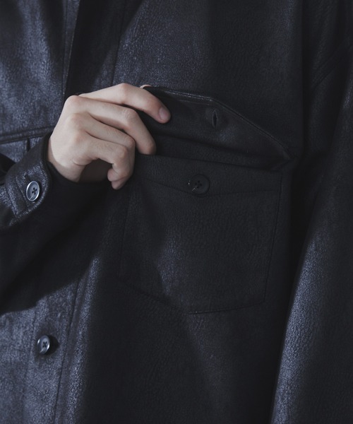 SLICK（スリック）の「【SLICK/スリック】Synthetic Leather Trucker Jacket/シンセティックレザートラッカージャケット（その他アウター・メンズ・ブラック/ブラウン・1/2/3）」の12枚目の写真