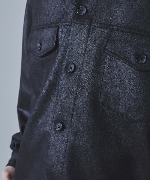 SLICK（スリック）の「【SLICK/スリック】Synthetic Leather Trucker Jacket/シンセティックレザートラッカージャケット（その他アウター・メンズ・ブラック/ブラウン・1/2/3）」の13枚目の写真