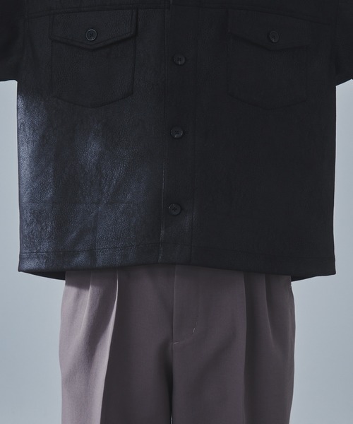 SLICK（スリック）の「【SLICK/スリック】Synthetic Leather Trucker Jacket/シンセティックレザートラッカージャケット（その他アウター・メンズ・ブラック/ブラウン・1/2/3）」の15枚目の写真