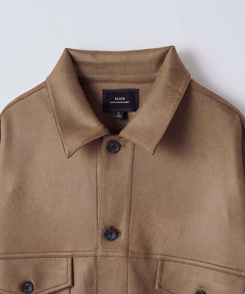 SLICK（スリック）の「【SLICK/スリック】Synthetic Leather Trucker Jacket/シンセティックレザートラッカージャケット / ショート丈（その他アウター・メンズ・ブラック/ブラウン/ベージュ・1/2/3）」の11枚目の写真