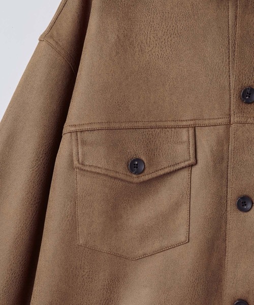 SLICK（スリック）の「【SLICK/スリック】Synthetic Leather Trucker Jacket/シンセティックレザートラッカージャケット / ショート丈（その他アウター・メンズ・ブラック/ブラウン/ベージュ・1/2/3）」の10枚目の写真