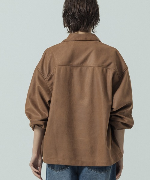 SLICK（スリック）の「【SLICK/スリック】Synthetic Leather Trucker Jacket/シンセティックレザートラッカージャケット / ショート丈（その他アウター・メンズ・ブラック/ブラウン/ベージュ・1/2/3）」の20枚目の写真