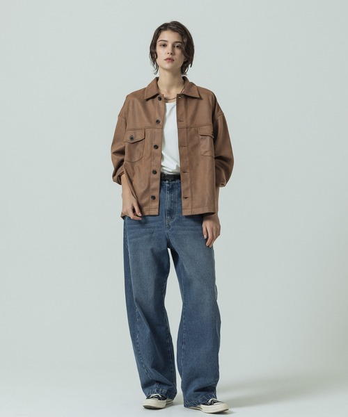 SLICK（スリック）の「【SLICK/スリック】Synthetic Leather Trucker Jacket/シンセティックレザートラッカージャケット / ショート丈（その他アウター・メンズ・ブラック/ブラウン/ベージュ・1/2/3）」の19枚目の写真