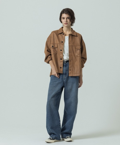 SLICK（スリック）の「【SLICK/スリック】Synthetic Leather Trucker Jacket/シンセティックレザートラッカージャケット / ショート丈（その他アウター・メンズ・ブラック/ブラウン/ベージュ・1/2/3）」の18枚目の写真