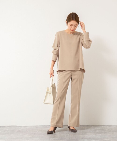 NOLLEY’S(ノーリーズ)の「《セットアップ対応》ウォッシャブルストレッチギャババックスリットパンツ(その他パンツ・レディース・ベージュ/ブラック・38/36/34)」の7枚目の写真