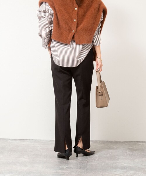 NOLLEY’S(ノーリーズ)の「《セットアップ対応》ウォッシャブルストレッチギャババックスリットパンツ(その他パンツ・レディース・ベージュ/ブラック・38/36/34)」の15枚目の写真