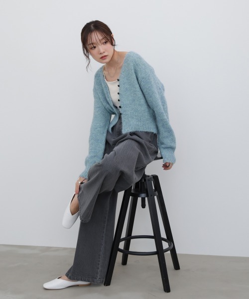 Bab（バブ）の「ショートシャギーくるみボタンカーディガン（カーディガン/ボレロ・レディース・ベージュ/ブルー/グレー/オフホワイト/ブラウン・FREE）」の21枚目の写真