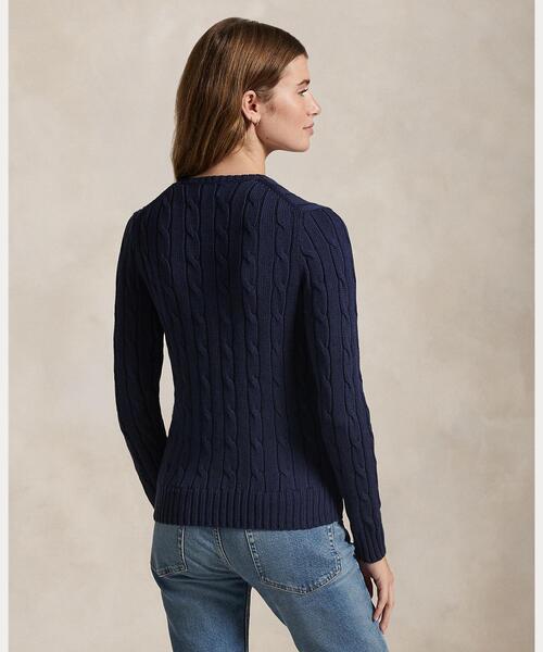 POLO RALPH LAUREN(ポロ ラルフ ローレン)の「ケーブルニット コットン Vネック セーター(ニット/セーター・レディース・ブルー・XL/S/M/L/XS)」の6枚目の写真