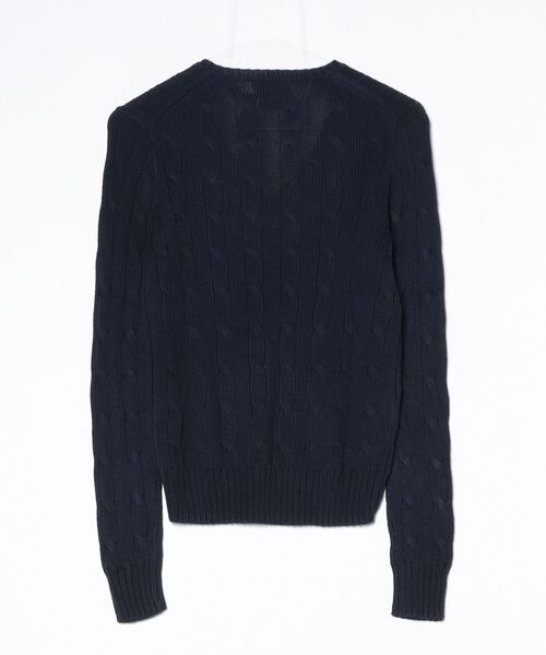 POLO RALPH LAUREN(ポロ ラルフ ローレン)の「ケーブルニット コットン Vネック セーター(ニット/セーター・レディース・ブルー・XL/S/M/L/XS)」の3枚目の写真