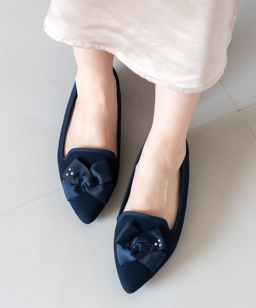 セール】ツイストリボンオペラデザインパンプス(215-57179)JELLY BEANS