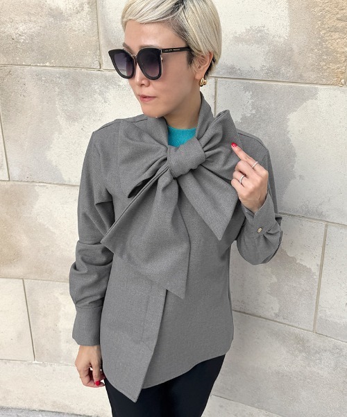 日本製ブラウス見えジャケット（吸湿発熱生地）（その他アウター