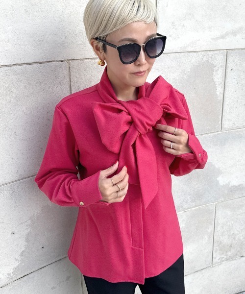 日本製ブラウス見えジャケット（吸湿発熱生地）（その他アウター