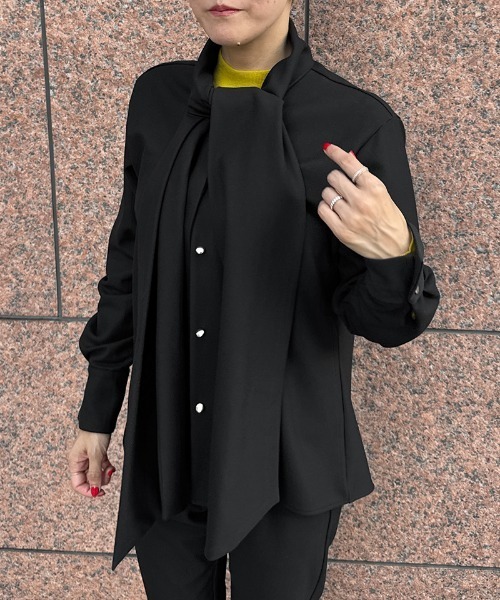 日本製ブラウス見えジャケット（吸湿発熱生地）（その他アウター