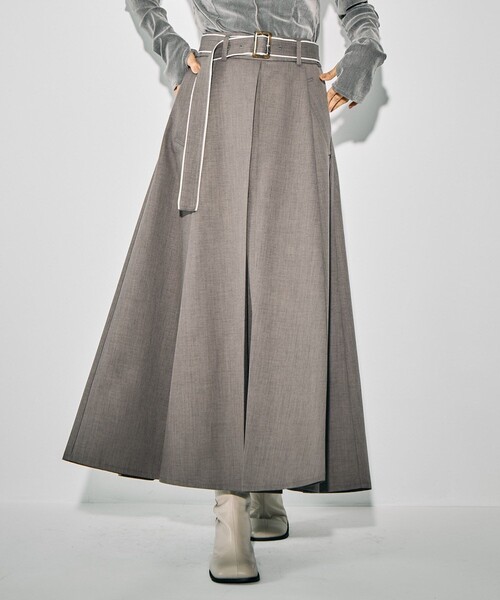 【新作！未使用】UNITED TOKYO センタープリーツフレアスカート センタープリーツフレアスカート｜ウォッシャブル/オフィスカジュアル