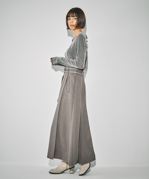 センタープリーツフレアスカート｜ウォッシャブル/オフィスカジュアル