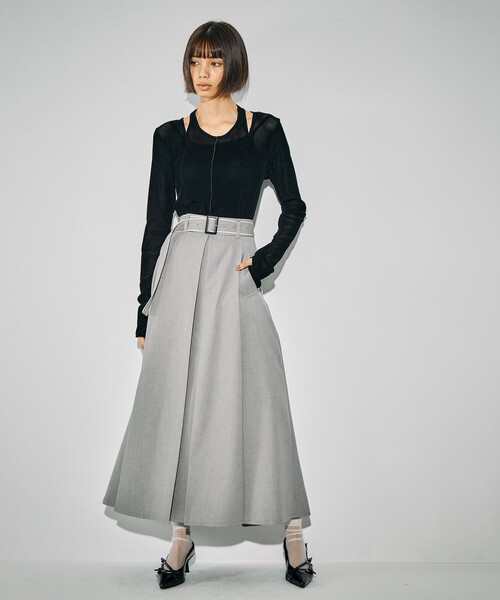 【新作！未使用】UNITED TOKYO センタープリーツフレアスカート センタープリーツフレアスカート｜ウォッシャブル/オフィスカジュアル