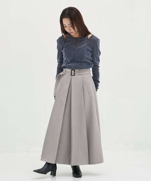 残りわずか！】センタープリーツフレアスカート｜ウォッシャブル