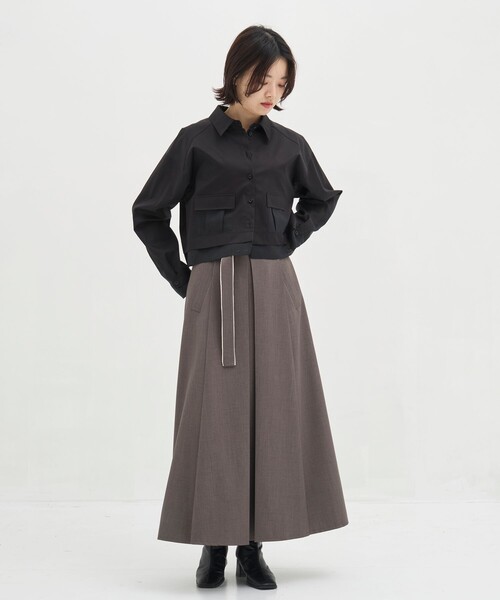 センタープリーツフレアスカート｜ウォッシャブル/オフィスカジュアル
