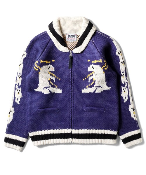 HOUSTON(ヒューストン)の「HOUSTON ヒューストン COWICHAN SWEATER BEAR 手編み カウチン ニット セーター 白熊(カーディガン/ボレロ・メンズ・ブラック/ブルー/マルーン・M/XL/L)」の12枚目の写真