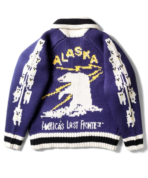 HOUSTON(ヒューストン)の「HOUSTON ヒューストン COWICHAN SWEATER BEAR 手編み カウチン ニット セーター 白熊(カーディガン/ボレロ・メンズ・ブラック/ブルー/マルーン・M/XL/L)」の4枚目の写真