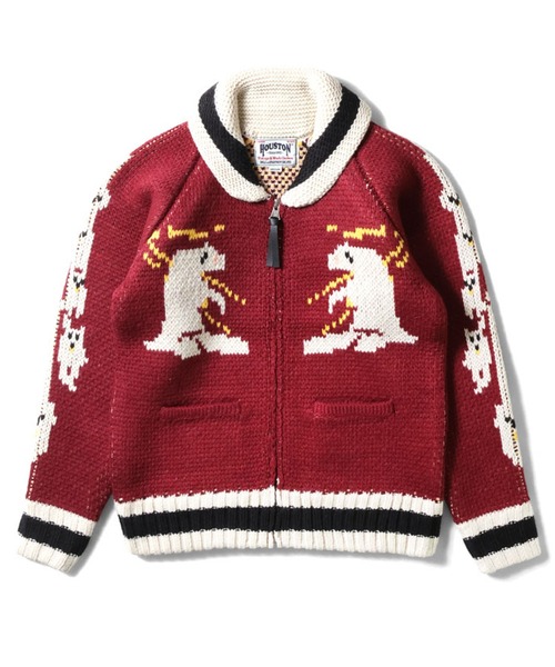 HOUSTON(ヒューストン)の「HOUSTON ヒューストン COWICHAN SWEATER BEAR 手編み カウチン ニット セーター 白熊(カーディガン/ボレロ・メンズ・ブラック/ブルー/マルーン・M/XL/L)」の5枚目の写真