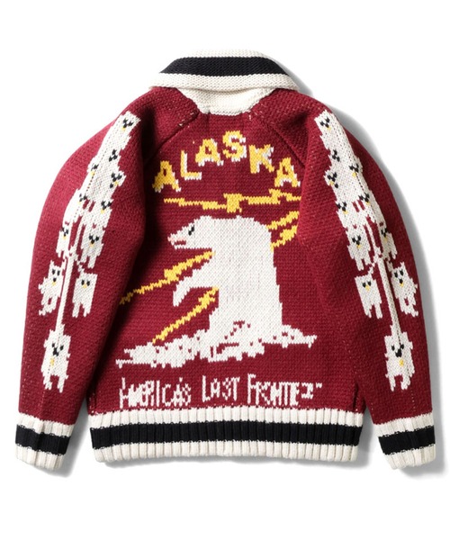 HOUSTON(ヒューストン)の「HOUSTON ヒューストン COWICHAN SWEATER BEAR 手編み カウチン ニット セーター 白熊(カーディガン/ボレロ・メンズ・ブラック/ブルー/マルーン・M/XL/L)」の6枚目の写真