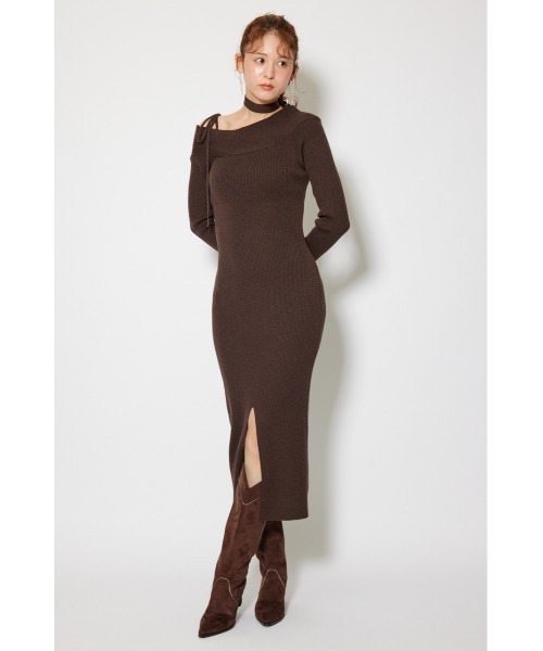 rienda（リエンダ）の「many wayワンショルニットワンピース 秋服 冬服（ワンピース・レディース・ライトブラック/ダークブラウン/ライトベージュ/ライトブルー・FREE）」の9枚目の写真