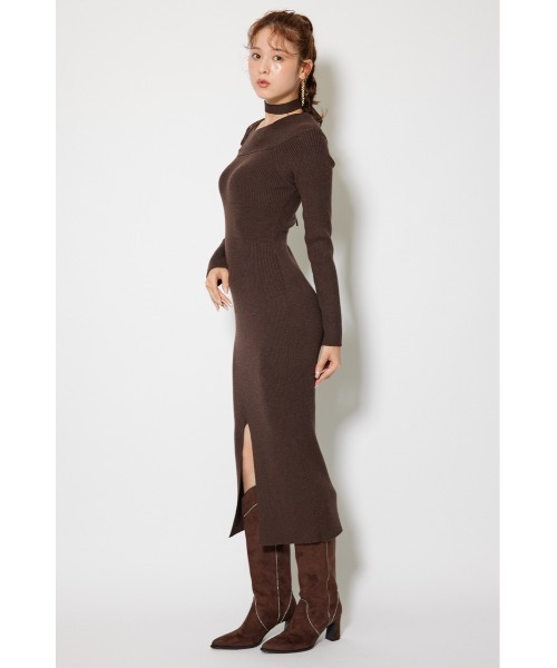 rienda（リエンダ）の「many wayワンショルニットワンピース 秋服 冬服（ワンピース・レディース・ライトブラック/ダークブラウン/ライトベージュ/ライトブルー・FREE）」の10枚目の写真