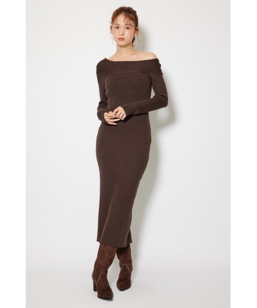 rienda（リエンダ）の「many wayワンショルニットワンピース 秋服 冬服（ワンピース・レディース・ライトブラック/ダークブラウン/ライトベージュ/ライトブルー・FREE）」の11枚目の写真