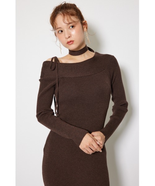 rienda（リエンダ）の「many wayワンショルニットワンピース 秋服 冬服（ワンピース・レディース・ライトブラック/ダークブラウン/ライトベージュ/ライトブルー・FREE）」の12枚目の写真